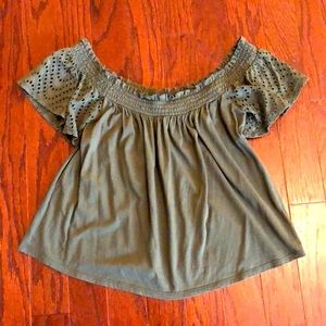 Express OneEleven Smocked Off-Shoulder Top